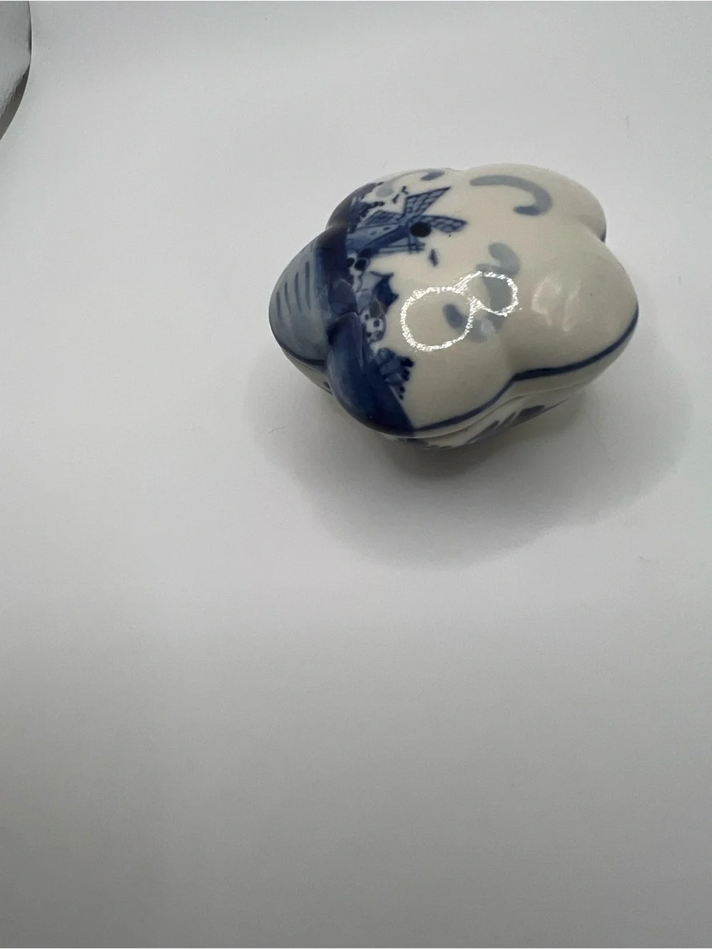 Blue & White Floral Ceramic Jewelry Trinket Box